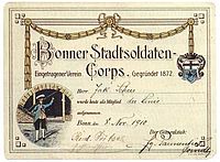 Aufnahme eines Mitgliedes im Jahre 1910