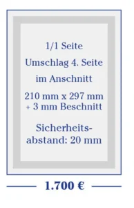 Umschlag 4. Seite │ 1/1 Seite im Anschnitt 210 mm x 297 mm + 3 mm Beschnitt